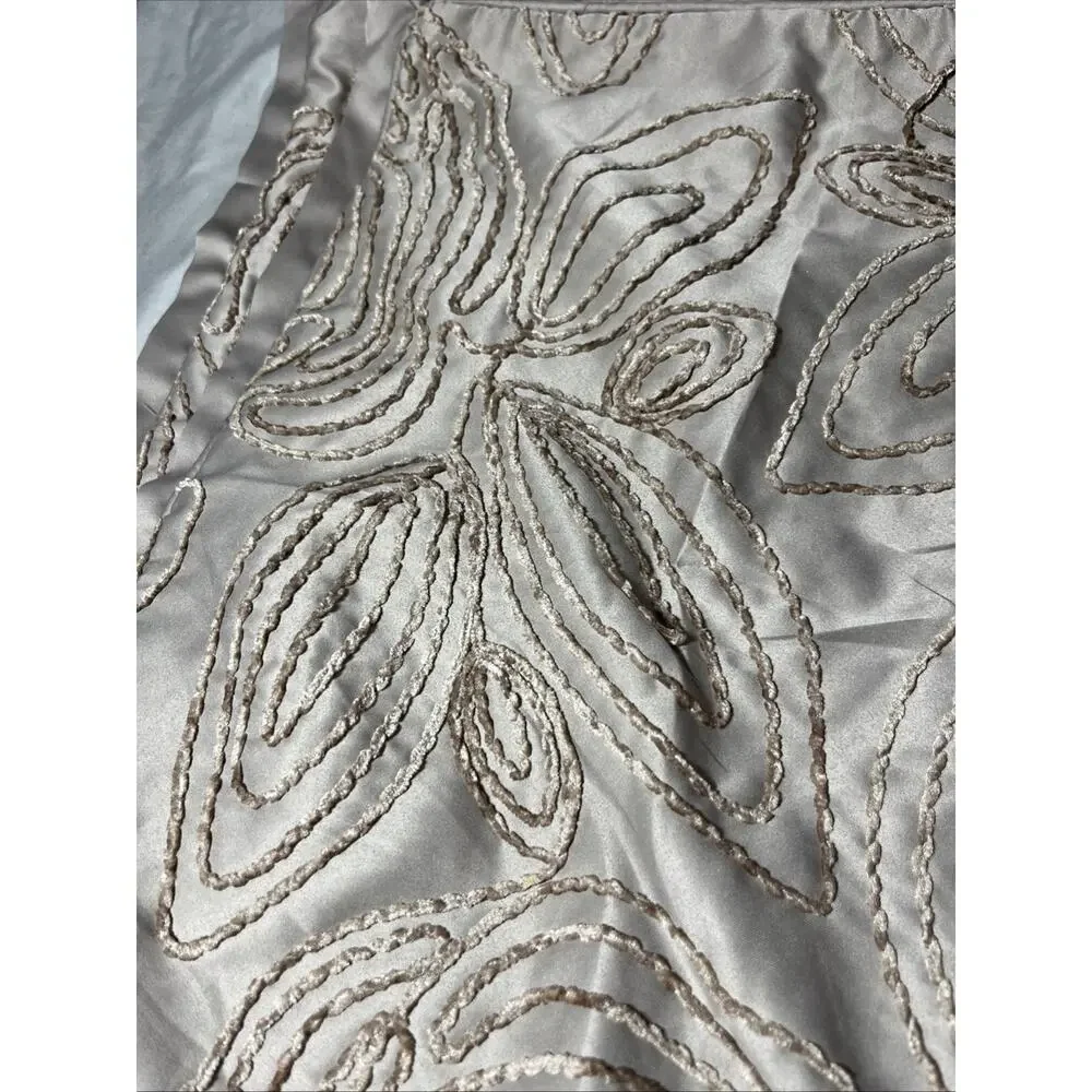 Nanshing Taupe Satin Look Embroidered King Quilt Set Zippered Shams 3 Pc Set